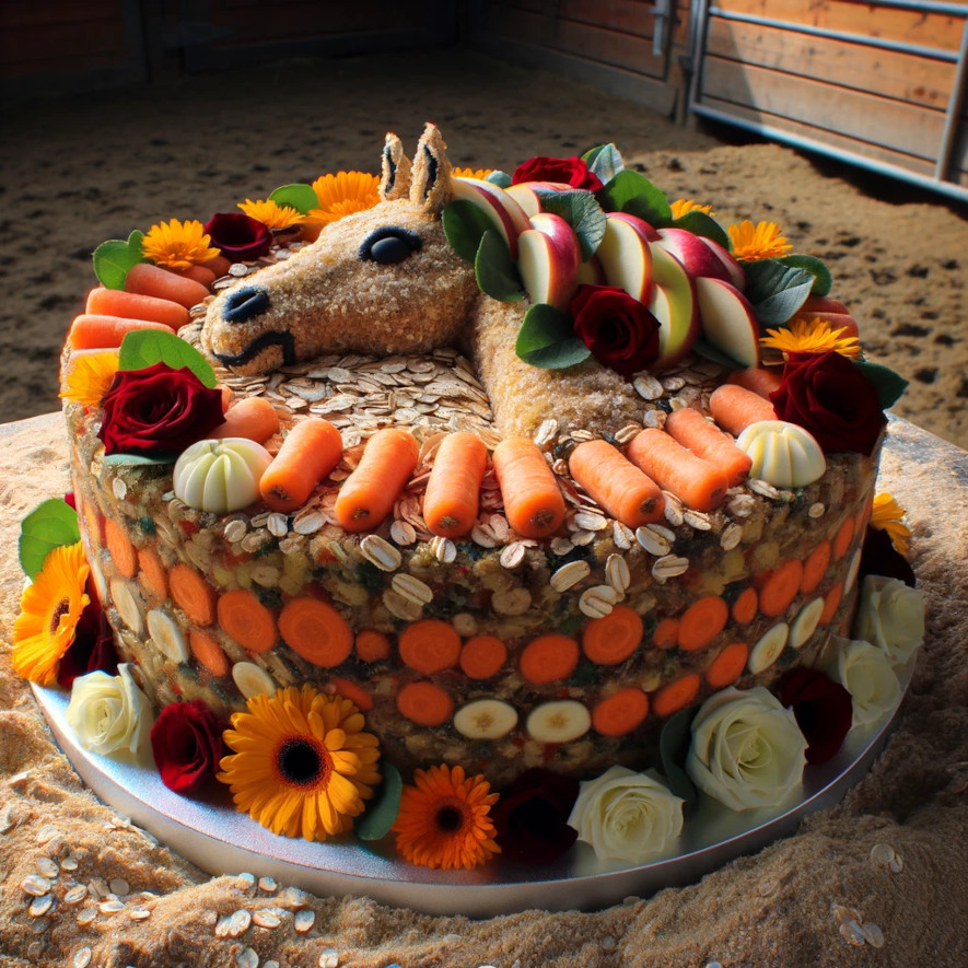 Tårta till hästen på födelsedagen